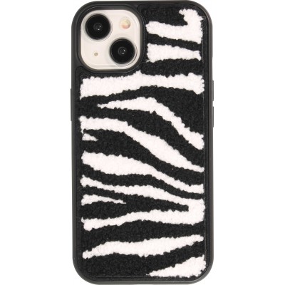 Coque iPhone 15 - Silicone avec surface tufting effet peau de zèbre - Noir