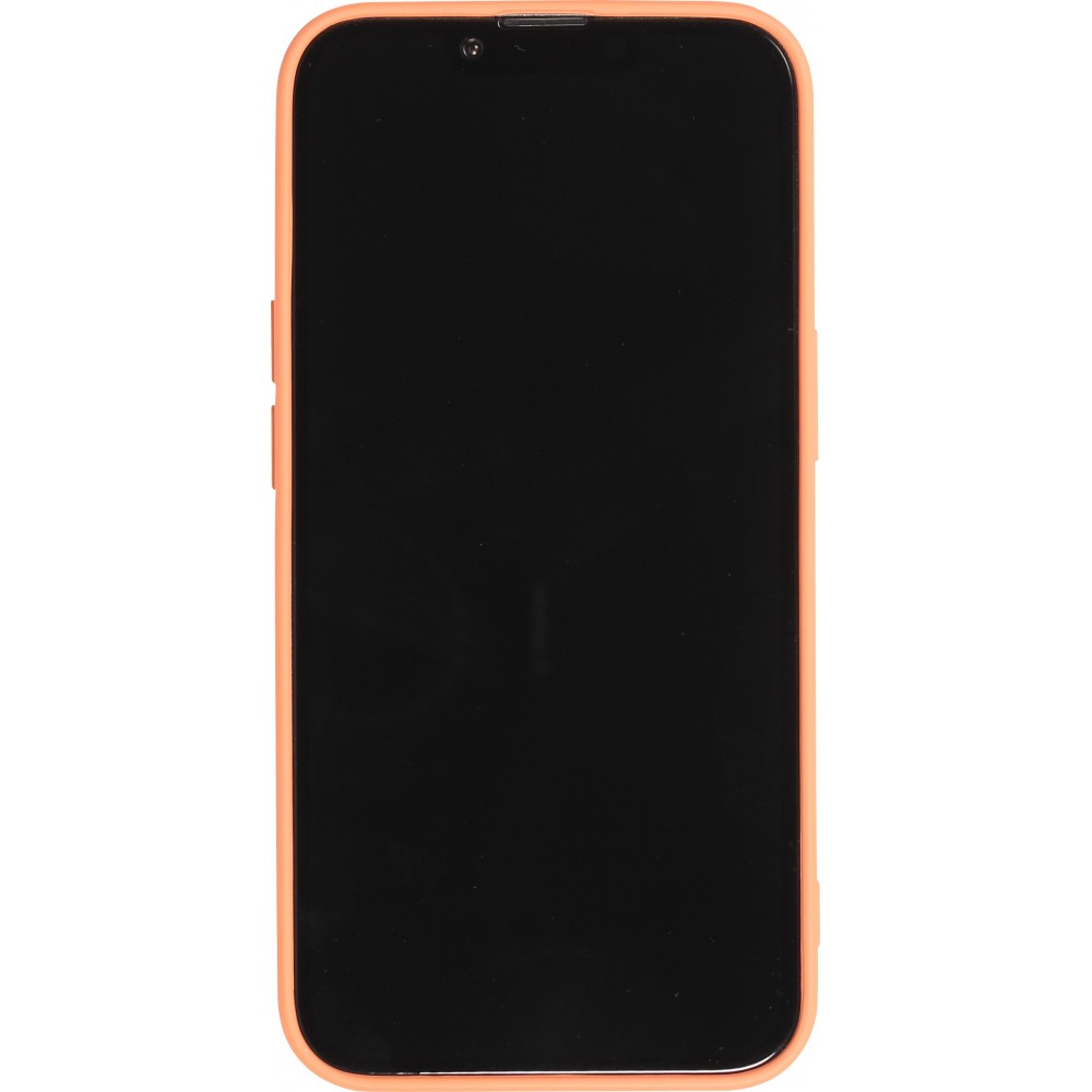 iPhone 14 Plus Case Hülle - Glattes Silikon mit Kartenfach & extra Kameraschutz - Orange