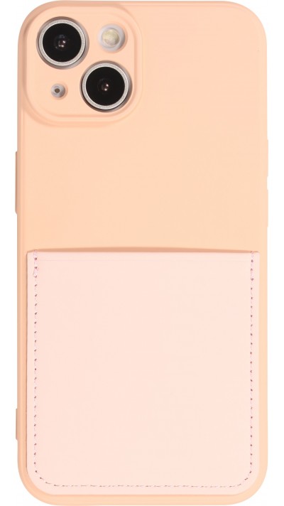 iPhone 14 Case Hülle - Glattes Silikon mit Kartenfach & extra Kameraschutz - Rosa