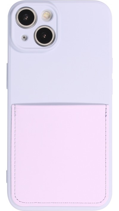 Coque iPhone 14 Plus - Silicone lisse avec compartiment pour carte & protection caméra - Violet clair