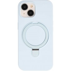 iPhone 14 Case Hülle - Silikon matt MagSafe mit Haltering - Hellblau
