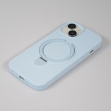 iPhone 14 Case Hülle - Silikon matt MagSafe mit Haltering - Hellblau