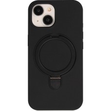 iPhone 15 Case Hülle - Silikon matt MagSafe mit Haltering - Schwarz