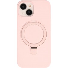 iPhone 14 Case Hülle - Silikon matt MagSafe mit Haltering - Rosa