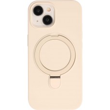 Coque iPhone 15 - Silicone mat MagSafe avec anneau de support - Vanille