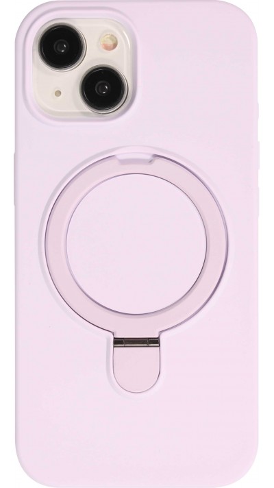 Coque iPhone 15 - Silicone mat MagSafe avec anneau de support - Violet clair