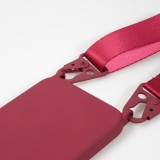 Coque iPhone 14 - Silicone mat avec lanière et mousqueton en fer - Burgundi