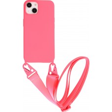 Coque iPhone 14 - Silicone mat avec lanière et mousqueton en fer - Grenade
