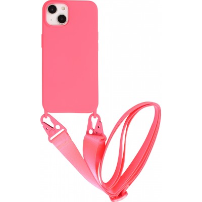 Coque iPhone 14 - Silicone mat avec lanière et mousqueton en fer - Grenade