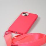 Coque iPhone 14 - Silicone mat avec lanière et mousqueton en fer - Grenade