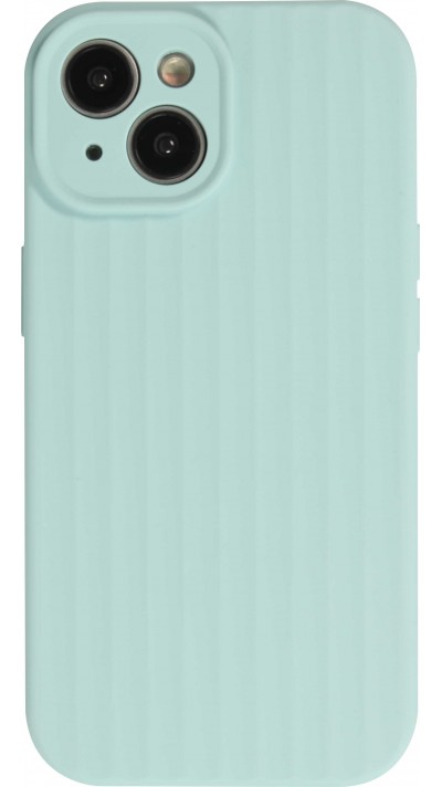 iPhone 15 Case Hülle - Mattes Soft-Touch-Silikon mit Relieflinien - Türkis