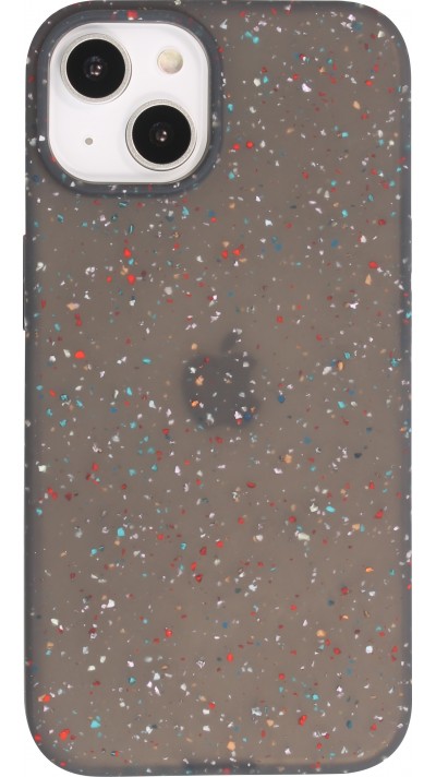 Coque iPhone 14 - Silicone recomposé avec points multicolores Sensation Dots - Noir