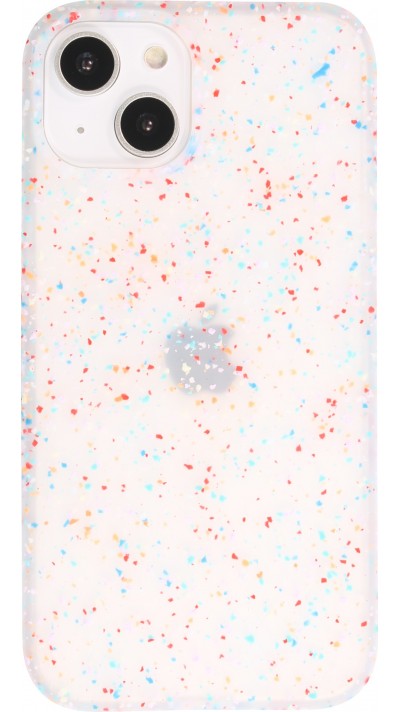 Coque iPhone 14 Plus - Silicone recomposé avec points multicolores Sensation Dots - Transparent