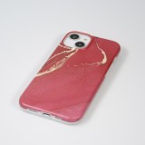 iPhone 14 Plus Case Hülle - Mattes Silikon mit aufgedrucktem Marmoreffekt - Rot