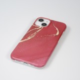 Coque iPhone 14 - Silicone rigide mat avec effet marbre imprimé - Rouge