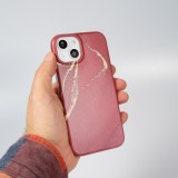 Coque iPhone 14 - Silicone rigide mat avec effet marbre imprimé - Rouge