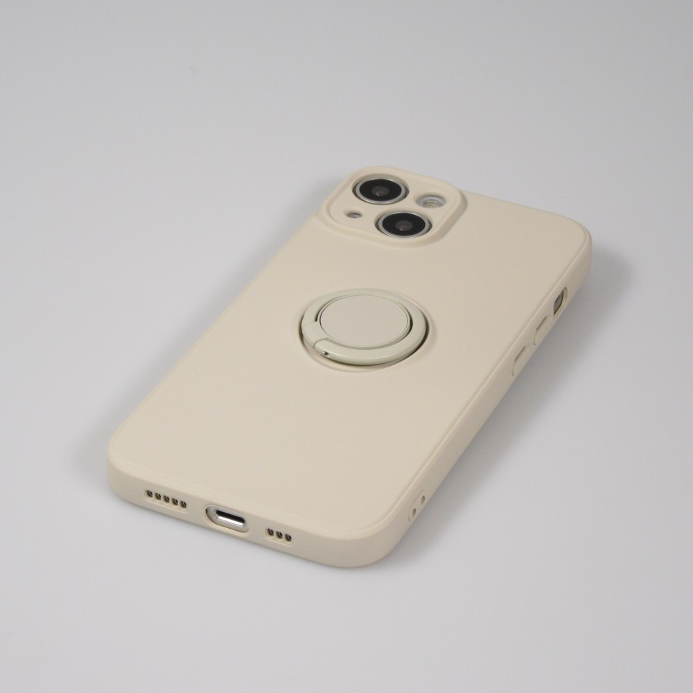 iPhone 14 Case Hülle - Soft Touch mit Ring - Beige