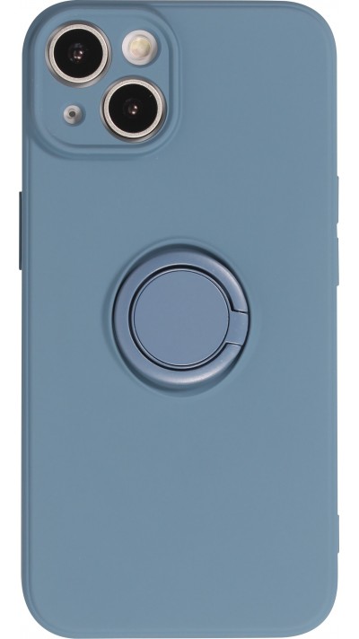 Coque iPhone 14 - Soft Touch avec anneau - Bleu
