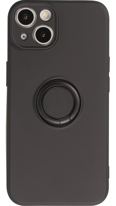 Coque iPhone 14 - Soft Touch avec anneau - Noir