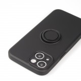 iPhone 14 Case Hülle - Soft Touch mit Ring - Schwarz