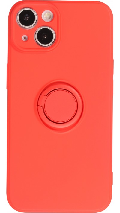 Coque iPhone 14 - Soft Touch avec anneau - Rouge