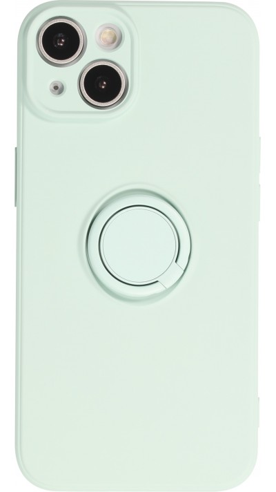 Coque iPhone 14 - Soft Touch avec anneau - Turquoise