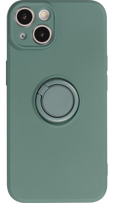 Coque iPhone 14 - Soft Touch avec anneau - Vert foncé