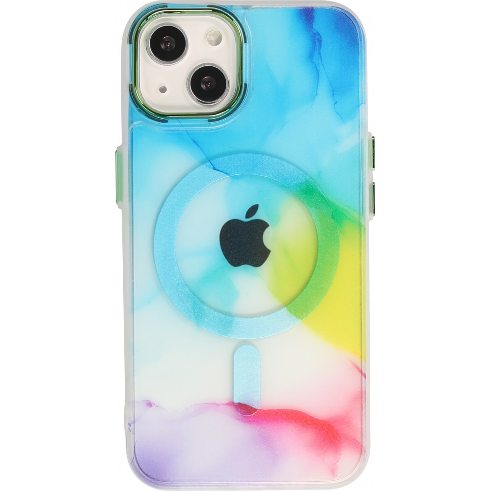 iPhone 14 Case Hülle - Watercolor MagSafe semi-transparent - Multicolor