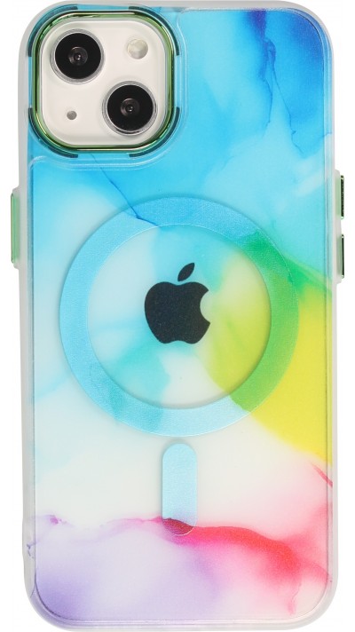 iPhone 14 Case Hülle - Watercolor MagSafe semi-transparent - Multicolor