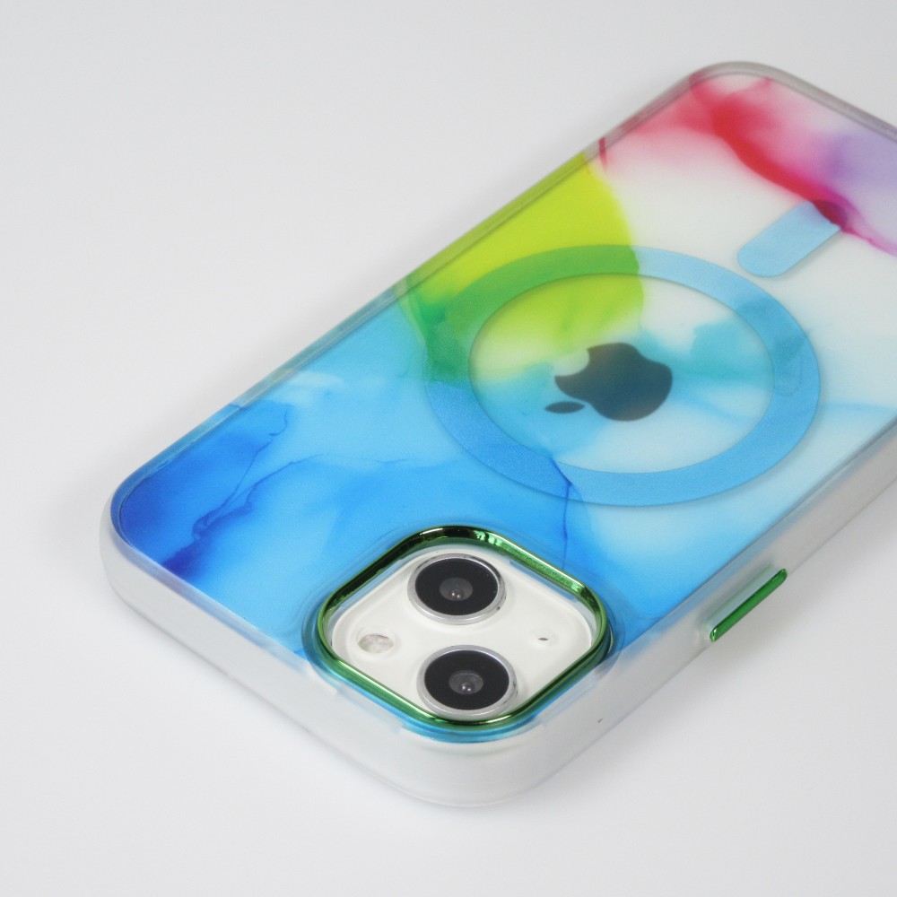 iPhone 14 Case Hülle - Watercolor MagSafe semi-transparent - Multicolor