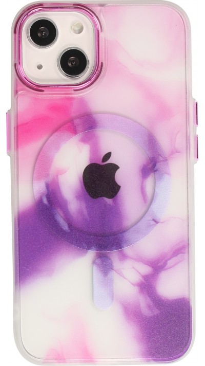 Coque iPhone 14 - Watercolor MagSafe semi-transparent - Violet
