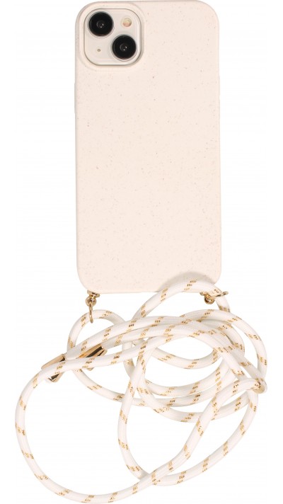 Coque iPhone 15 - Bio Eco-Friendly nature avec cordon collier - Blanc