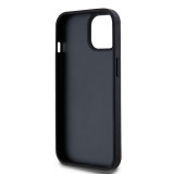 Coque iPhone 15 - DKNY silicone similicuir monogramme logo métallique - Noir
