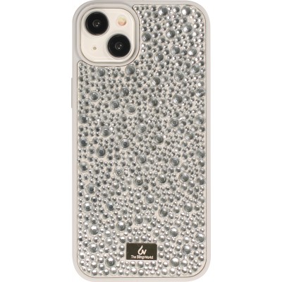 Coque iPhone 15 Plus - Diamant strass The Bling World - Argent