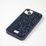 Coque iPhone 15 Plus - Diamant strass The Bling World - Bleu foncé