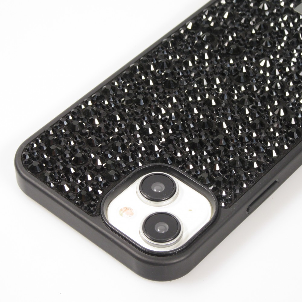 Coque iPhone 15 Plus - Diamant strass The Bling World - Noir