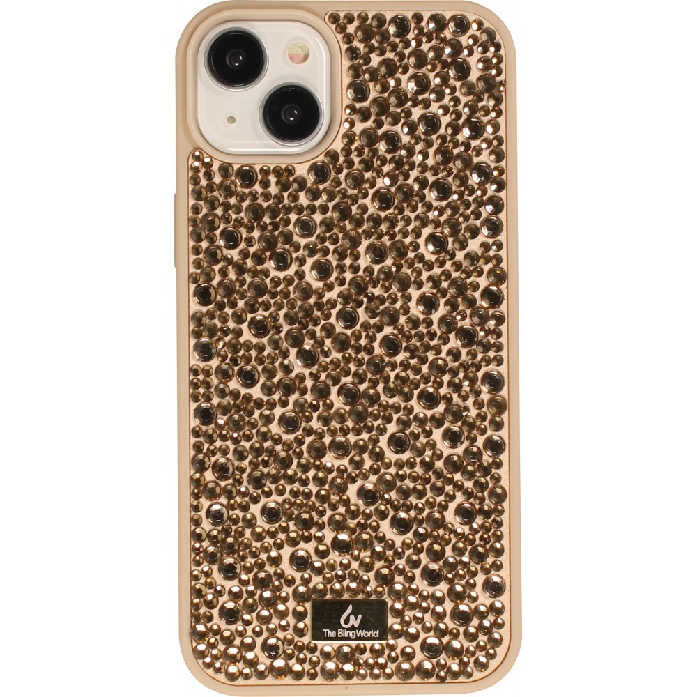 iPhone 15 Case Hülle - Glitzer Diamant The Bling World - Gold