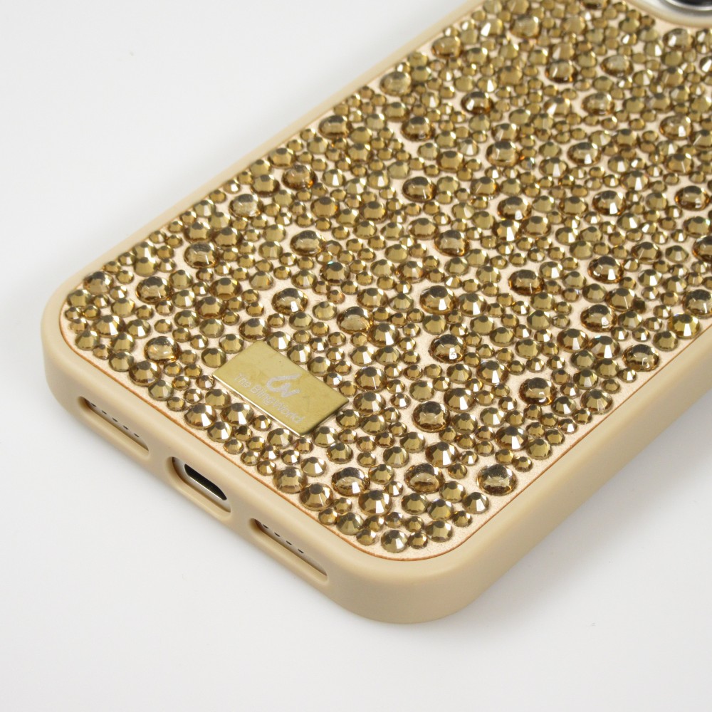 iPhone 15 Case Hülle - Glitzer Diamant The Bling World - Gold