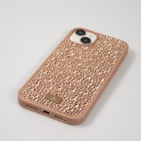 Coque iPhone 15 - Diamant strass The Bling World - Or rose