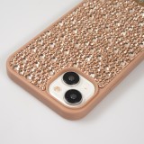 Coque iPhone 15 - Diamant strass The Bling World - Or rose