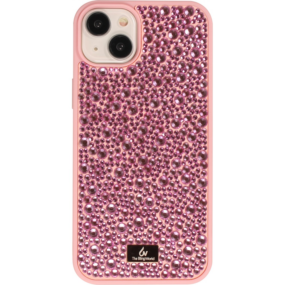 iPhone 15 Case Hülle - Glitzer Diamant The Bling World - Rosa