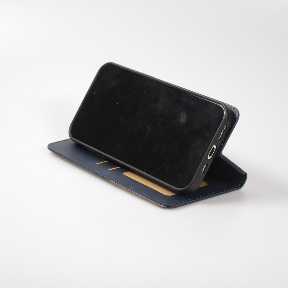 Hülle iPhone 15 - Flip Geometrisch blau