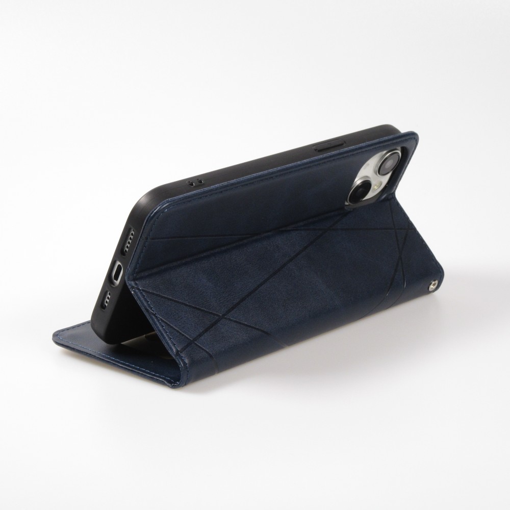 Hülle iPhone 15 - Flip Geometrisch blau