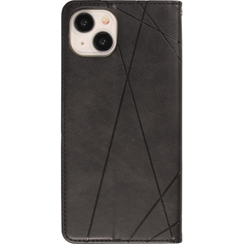 Hülle iPhone 15 - Flip Geometrisch - Schwarz/grau