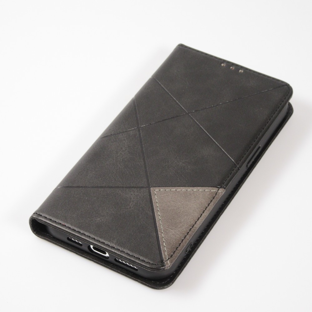 Hülle iPhone 15 - Flip Geometrisch - Schwarz/grau