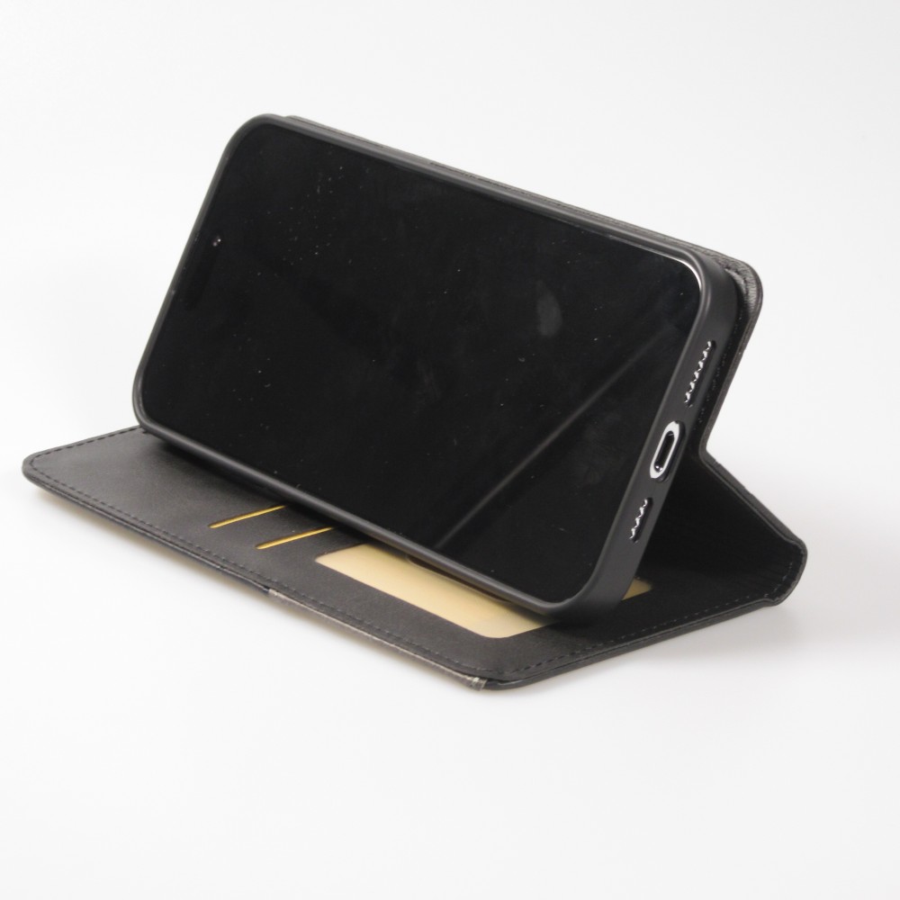 Hülle iPhone 15 - Flip Geometrisch - Schwarz/grau