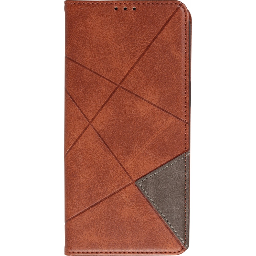 Hülle iPhone 15 - Flip Geometrisch dunkel- Braun