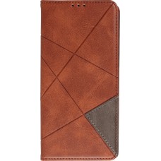 Hülle iPhone 15 - Flip Geometrisch dunkel- Braun
