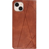 Hülle iPhone 15 - Flip Geometrisch dunkel- Braun