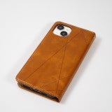 Hülle iPhone 15 - Flip Geometrisch dunkel- Braun